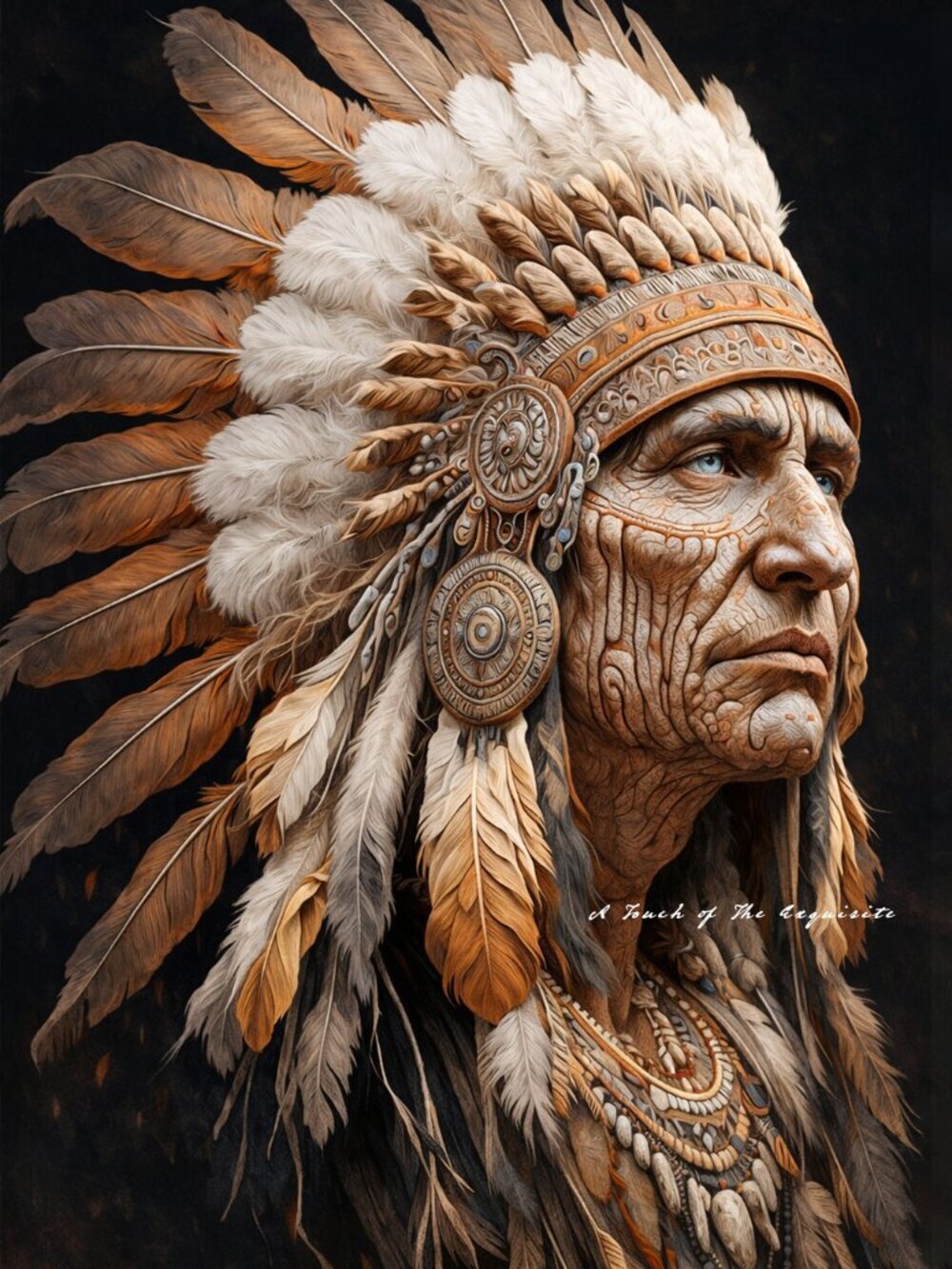 16x20 Majestic Tribal Chief Portrait Poster Powerful Warrior Wall Decor